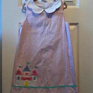 Girl's Florence Eiseman Sleeveless Scalloped Collared Castle Dress